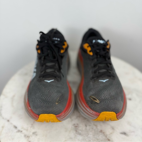 Hoka One One Bondi 8 Mens 9 Shoes Gray Red Running Sneaker 1123202 ACTL Gym - Picture 4 of 11